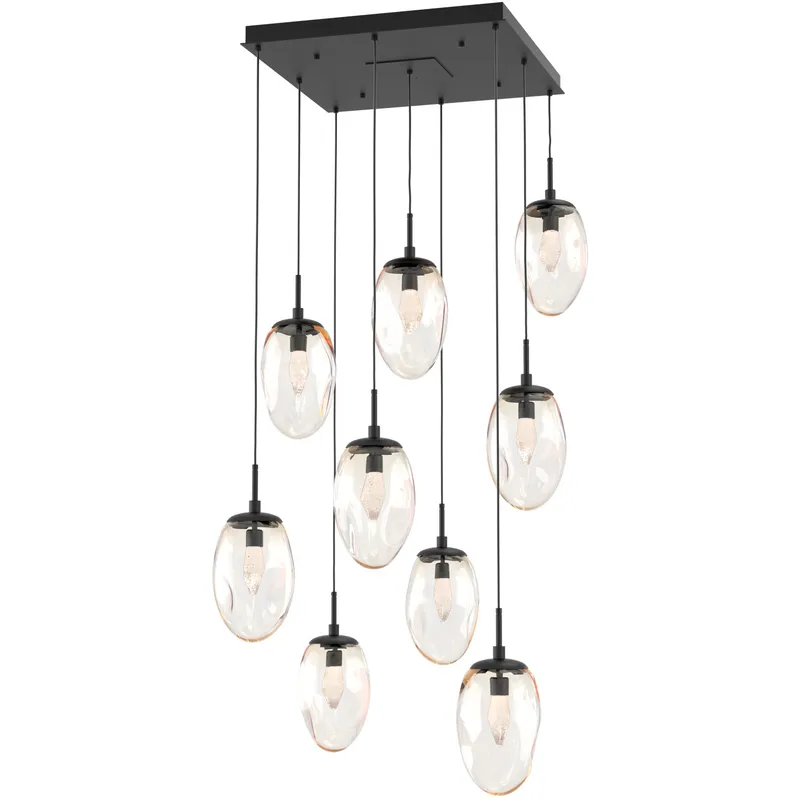Meteo LED LED Matte Black Chandelier Ceiling Light, Square Multi-Port
