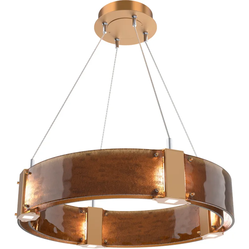Parallel LED 23.9 inch Novel Brass Chandelier Ceiling Light in Bronze Granite, 2700K LED, Ring