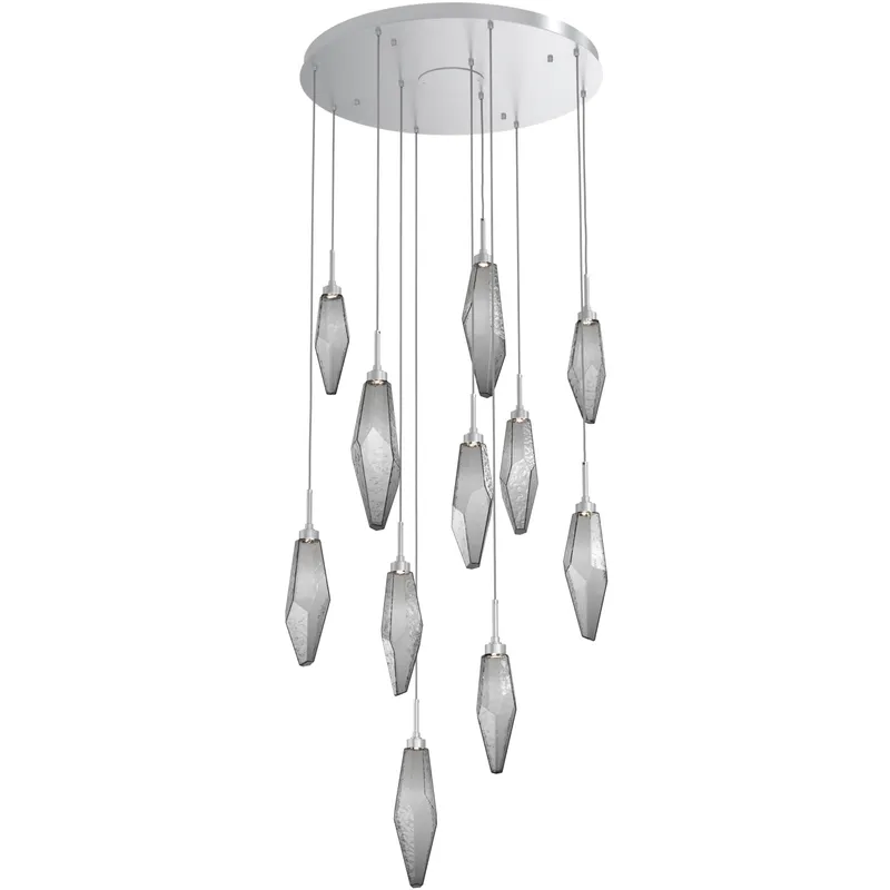 Rock Crystal LED 32.3 inch Classic Silver Chandelier Ceiling Light, Round Multi-Port