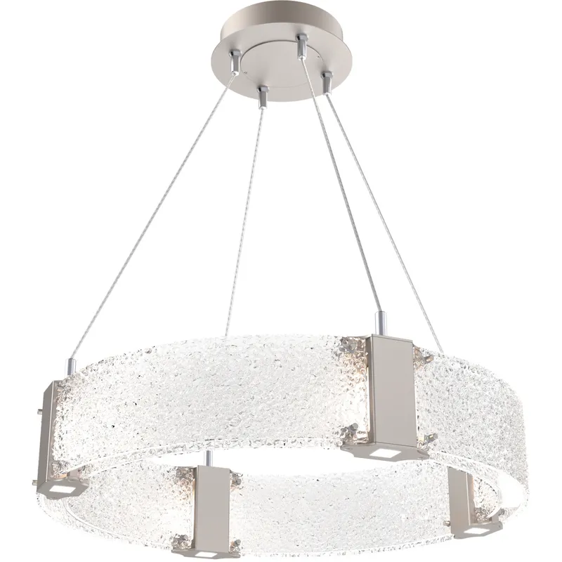 Parallel LED 23.9 inch Beige Silver Chandelier Ceiling Light in 3000K LED, Metallic Beige Silver, Clear Rimelight, Ring