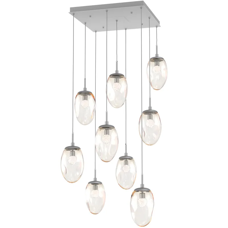 Meteo LED LED Classic Silver Chandelier Ceiling Light, Square Multi-Pendant