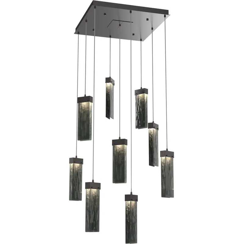 Parallel LED 26 inch Graphite Chandelier Ceiling Light in 3000K LED, Smoke Granite, Square Multi-Port