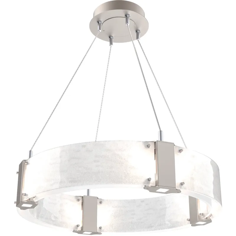 Parallel LED 23.9 inch Beige Silver Chandelier Ceiling Light in 3000K LED, Metallic Beige Silver, Clear Granite, Ring