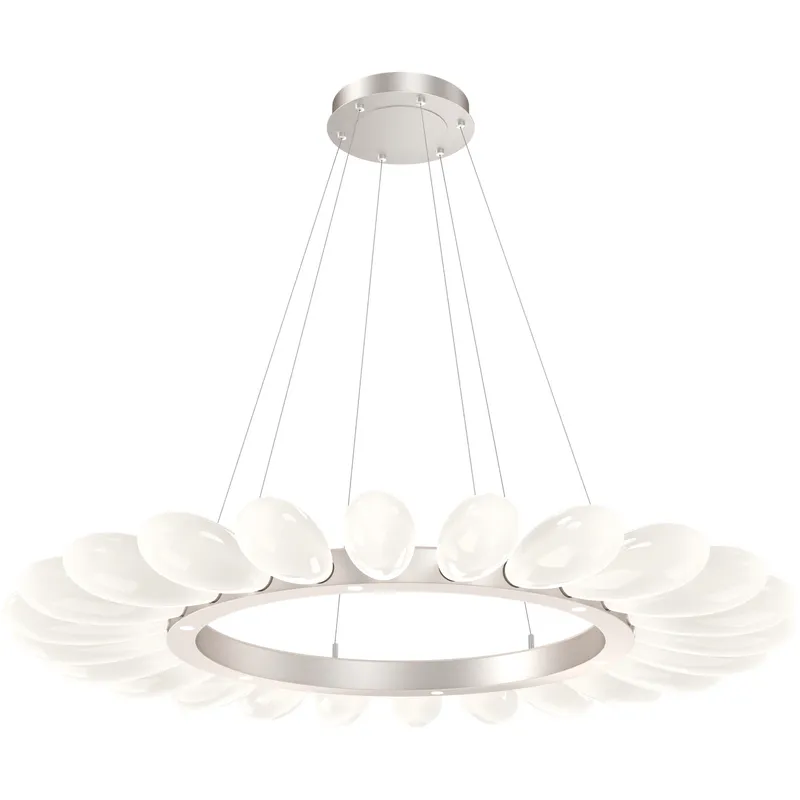 Fiori LED Beige Silver Chandelier Ceiling Light, Radial Ring