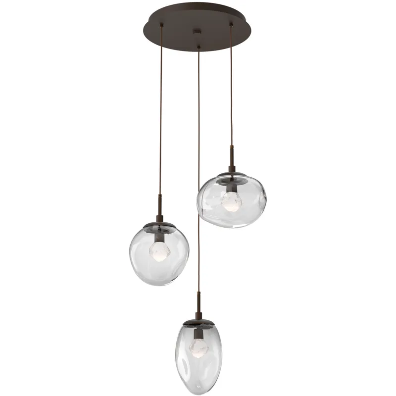 Cosmos LED LED 22.3 inch Flat Bronze Chandelier Ceiling Light in 3000K LED, Clear Zircon Inner with Clear Cosmos Outer, Round Multi-Port