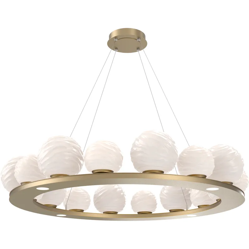 Gaia LED Gilded Brass Multi-Pendant Ceiling Light in 3000K LED, Opal White