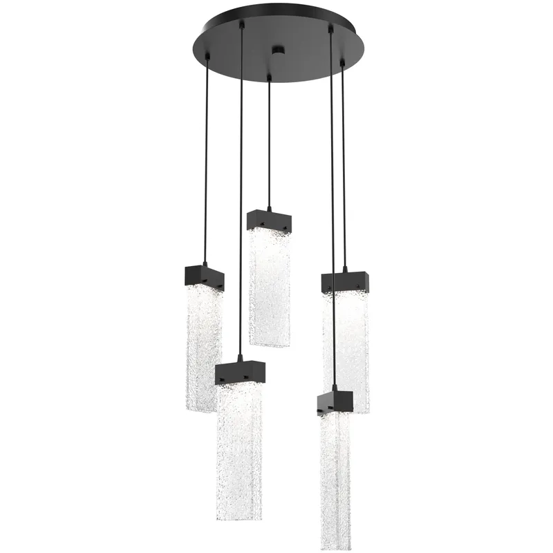 Parallel LED 18.6 inch Matte Black Chandelier Ceiling Light in 3000K LED, Clear Rimelight, Round Multi-Port