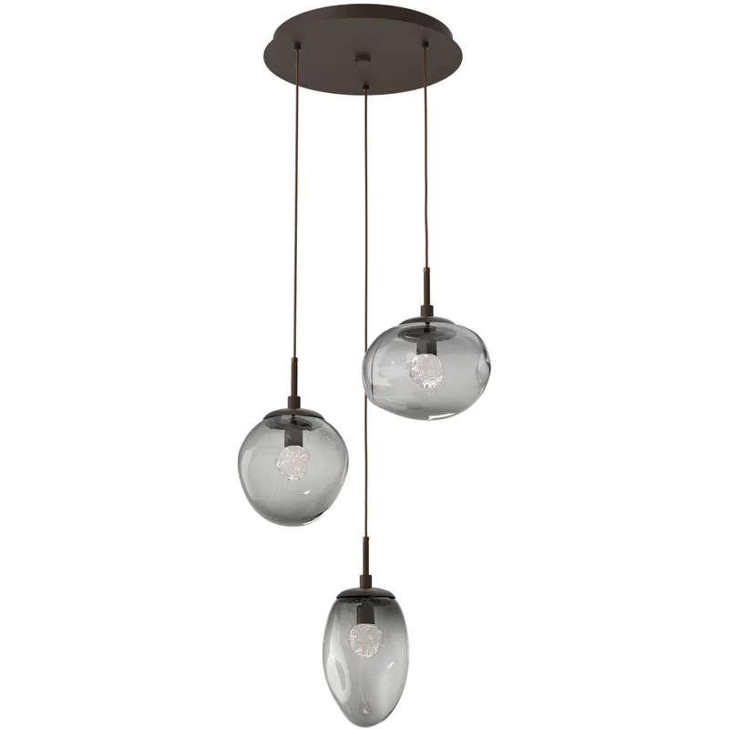 Cosmos LED LED 22.3 inch Flat Bronze Chandelier Ceiling Light in Clear Floret Inner with Smoke Cosmos Outer, 2700K LED, Round Multi-Port