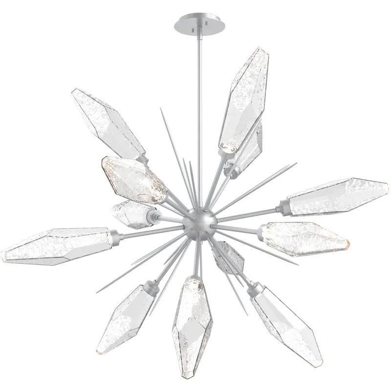 Rock Crystal LED 38.1 inch Classic Silver Chandelier Ceiling Light in 3000K LED, Chilled Clear, Starburst