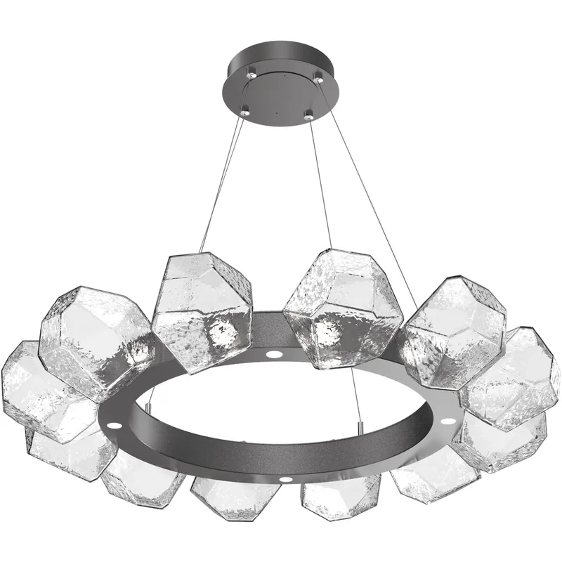 Gem LED 36 inch Graphite Chandelier Ceiling Light in 3000K LED, Clear, Radial Ring