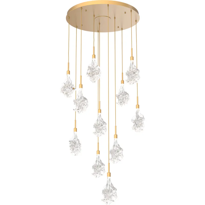 Blossom LED 33.1 inch Gilded Brass Chandelier Ceiling Light, Multi-Port