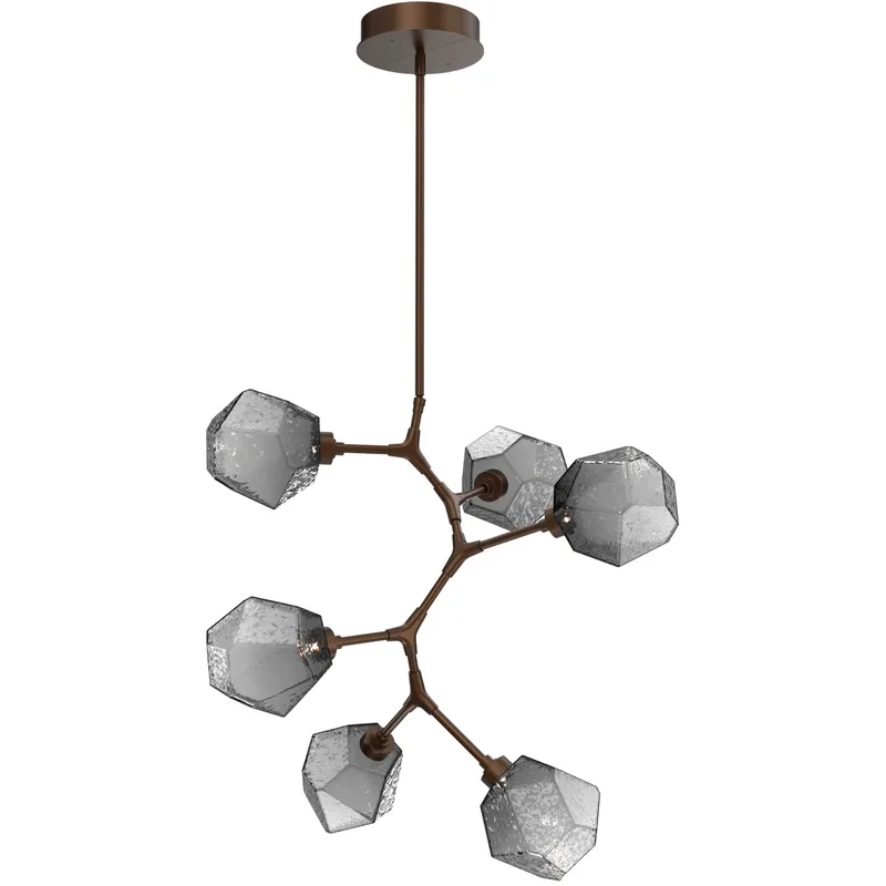 Gem LED 30 inch Flat Bronze Chandelier Ceiling Light in 3000K LED, Smoke, Modern Vine