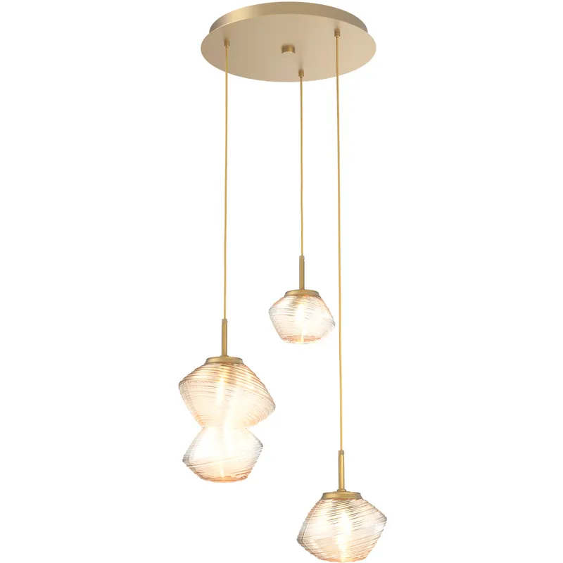 Mesa LED Gilded Brass Chandelier Ceiling Light, Multi-Port Round