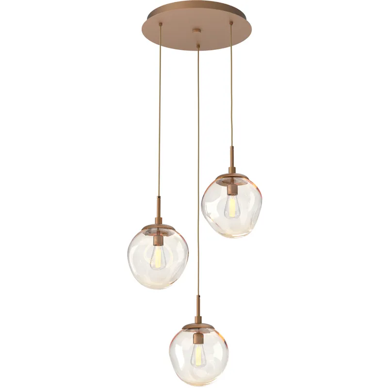 Aster Incandescent 3 Light Novel Brass Chandelier Ceiling Light, Round Multi-Pendant