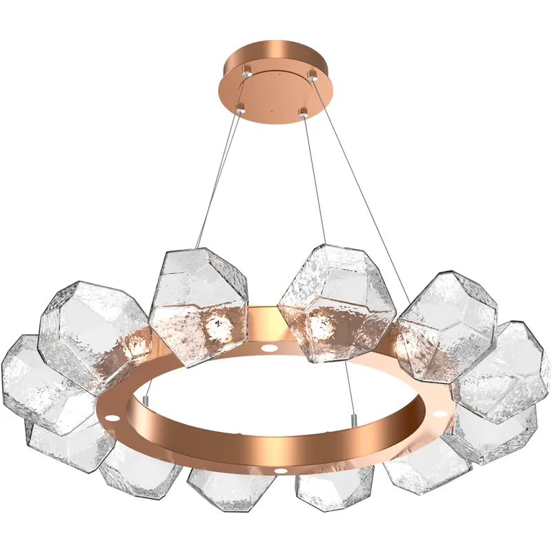 Gem LED 36 inch Novel Brass Chandelier Ceiling Light in Clear, 2700K LED, Radial Ring