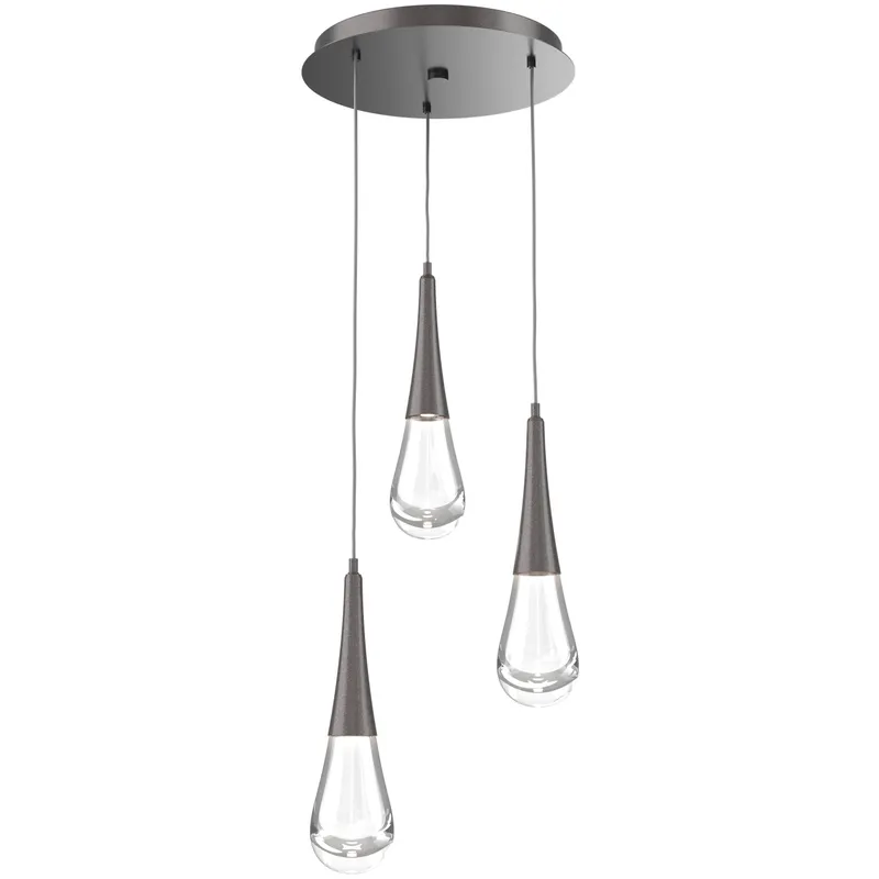 Rain Drop LED 17.4 inch Graphite Chandelier Ceiling Light in 3000K LED, Multi-Port