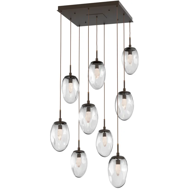 Meteo LED LED Flat Bronze Chandelier Ceiling Light, Square Multi-Port