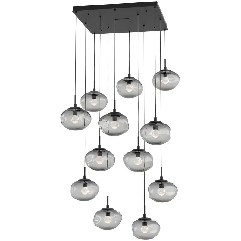 Nova LED LED Matte Black Chandelier Ceiling Light, Square Multi-Port