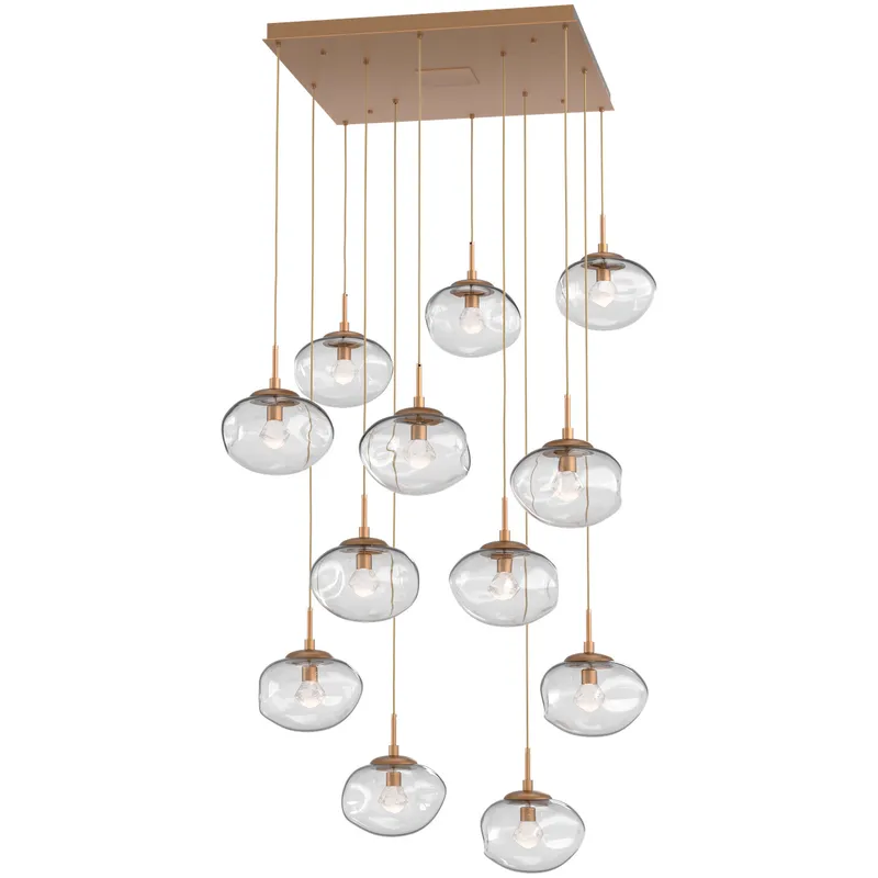 Nova LED LED Novel Brass Chandelier Ceiling Light, Square Multi-Pendant
