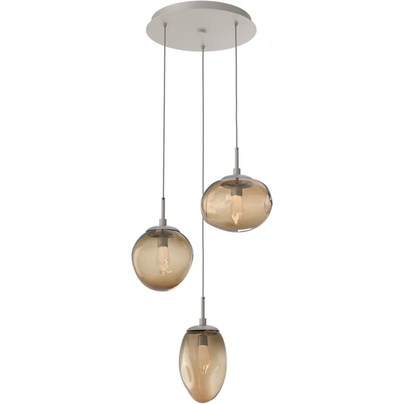 Cosmos LED LED 22.3 inch Beige Silver Chandelier Ceiling Light in 3000K LED, Metallic Beige Silver, Clear Geo Inner with Bronze Cosmos Outer, Round Multi-Port
