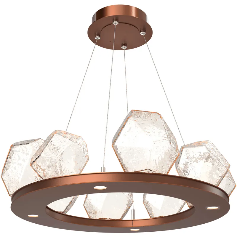 Gem LED 27.4 inch Burnished Bronze Chandelier Ceiling Light in Amber, 2700K LED, Ring