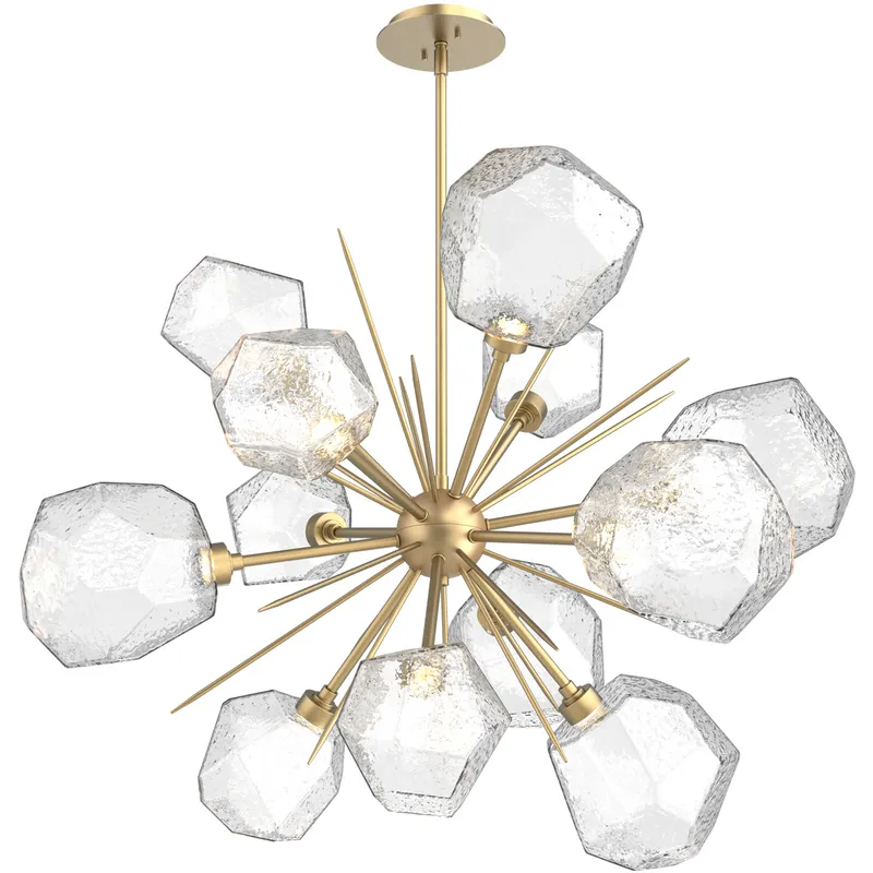Gem LED 38.4 inch Gilded Brass Chandelier Ceiling Light in 3000K LED, Clear, Starburst