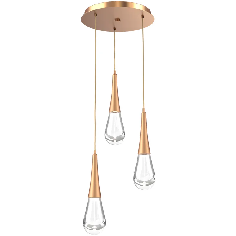 Rain Drop LED 17.4 inch Novel Brass Chandelier Ceiling Light in 2700K LED, Multi-Port
