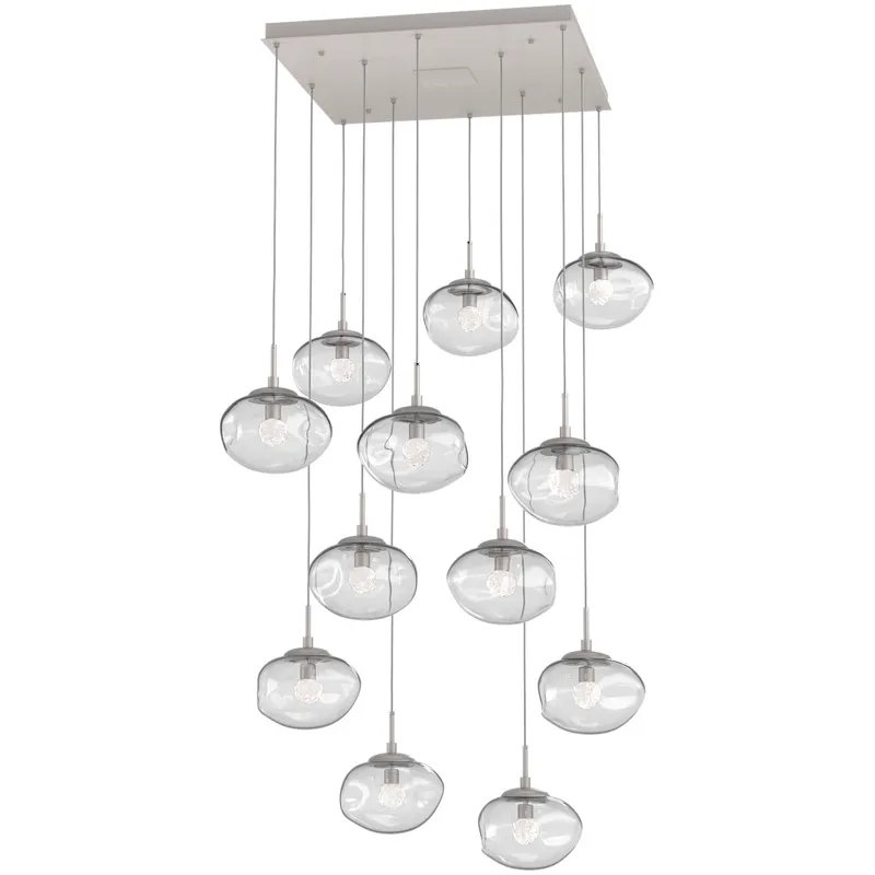 Nova LED LED Beige Silver Chandelier Ceiling Light, Square Multi-Port