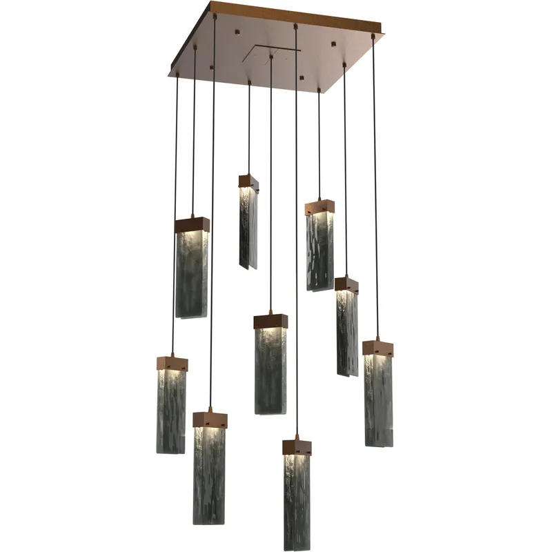 Parallel LED 26 inch Flat Bronze Chandelier Ceiling Light in Smoke Granite, 2700K LED, Square Multi-Port