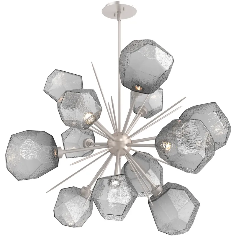 Gem LED 38.4 inch Beige Silver Chandelier Ceiling Light in Metallic Beige Silver, Smoke, 2700K LED, Starburst