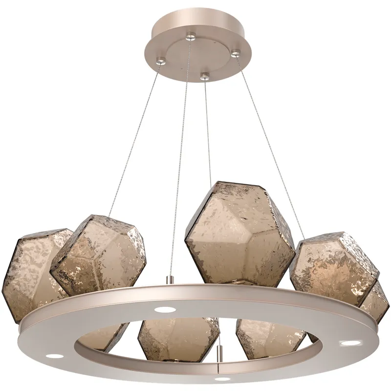 Gem LED 27.4 inch Beige Silver Chandelier Ceiling Light in Metallic Beige Silver, Bronze, 2700K LED, Ring