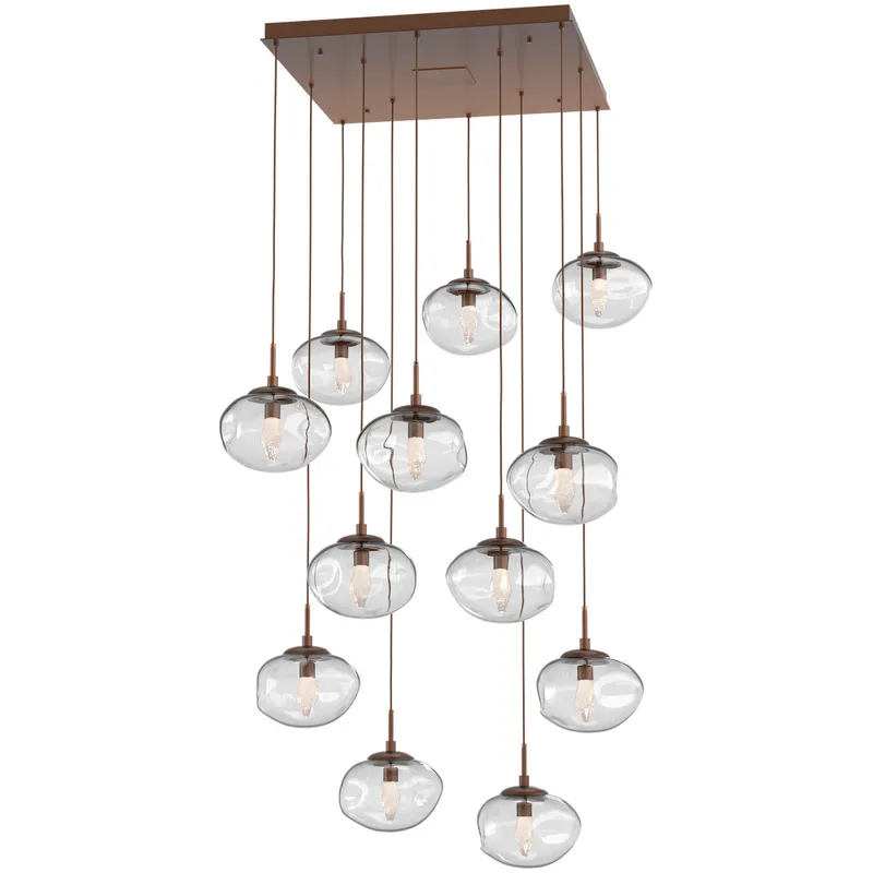 Nova LED LED Burnished Bronze Chandelier Ceiling Light, Square Multi-Pendant