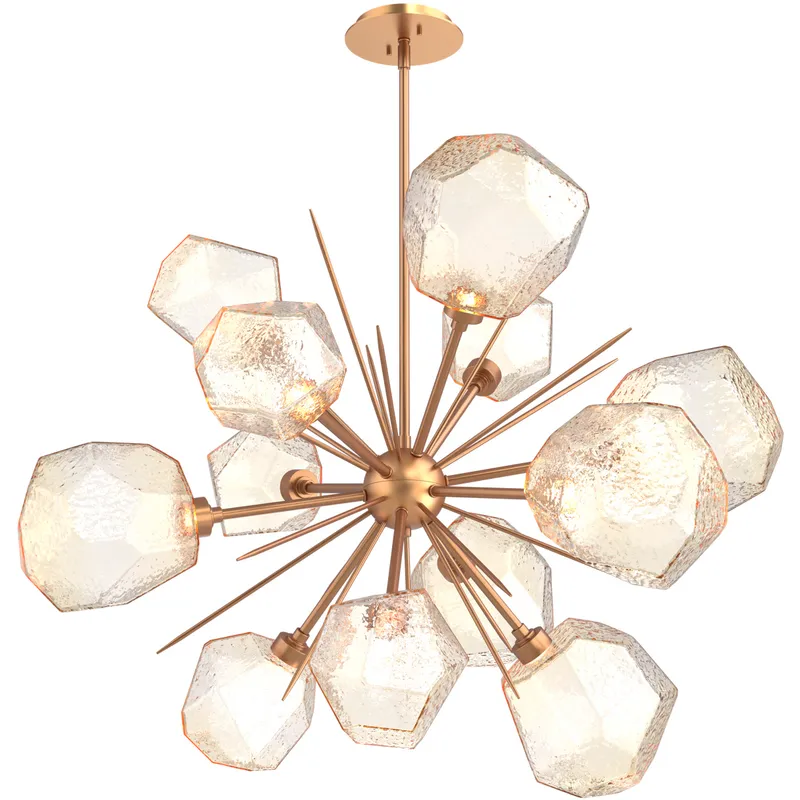Gem LED 38.4 inch Novel Brass Chandelier Ceiling Light in Amber, 2700K LED, Starburst