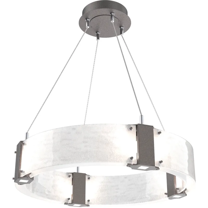Parallel LED 23.9 inch Graphite Chandelier Ceiling Light in 3000K LED, Clear Granite, Ring