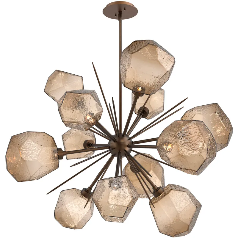 Gem LED 38.4 inch Flat Bronze Chandelier Ceiling Light in 3000K LED, Starburst