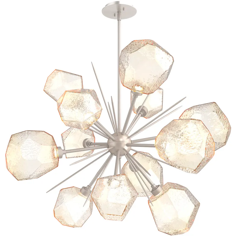 Gem LED 38.4 inch Beige Silver Chandelier Ceiling Light in 3000K LED, Metallic Beige Silver, Amber, Starburst