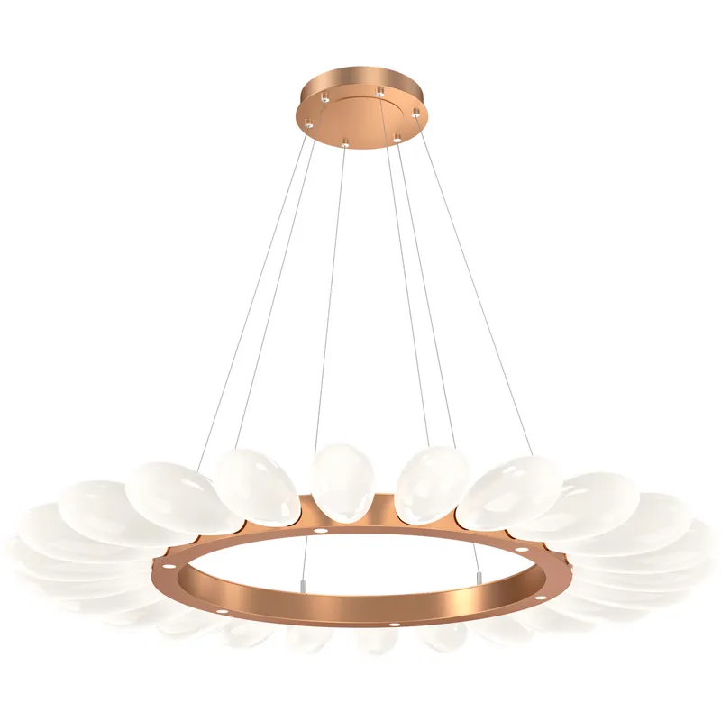Fiori LED Novel Brass Chandelier Ceiling Light, Radial Ring
