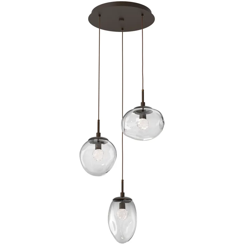 Cosmos LED LED 22.3 inch Flat Bronze Chandelier Ceiling Light in Clear Floret Inner with Clear Cosmos Outer, 2700K LED, Round Multi-Port