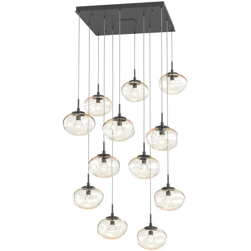 Nova LED LED Graphite Chandelier Ceiling Light, Square Multi-Port
