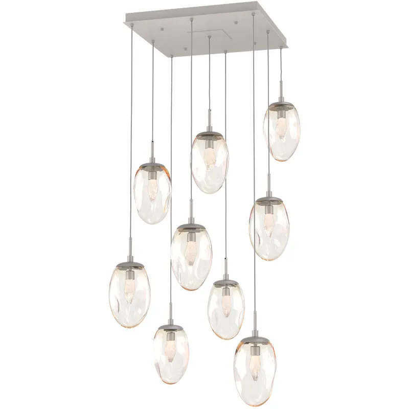 Meteo LED LED Beige Silver Chandelier Ceiling Light, Square Multi-Port