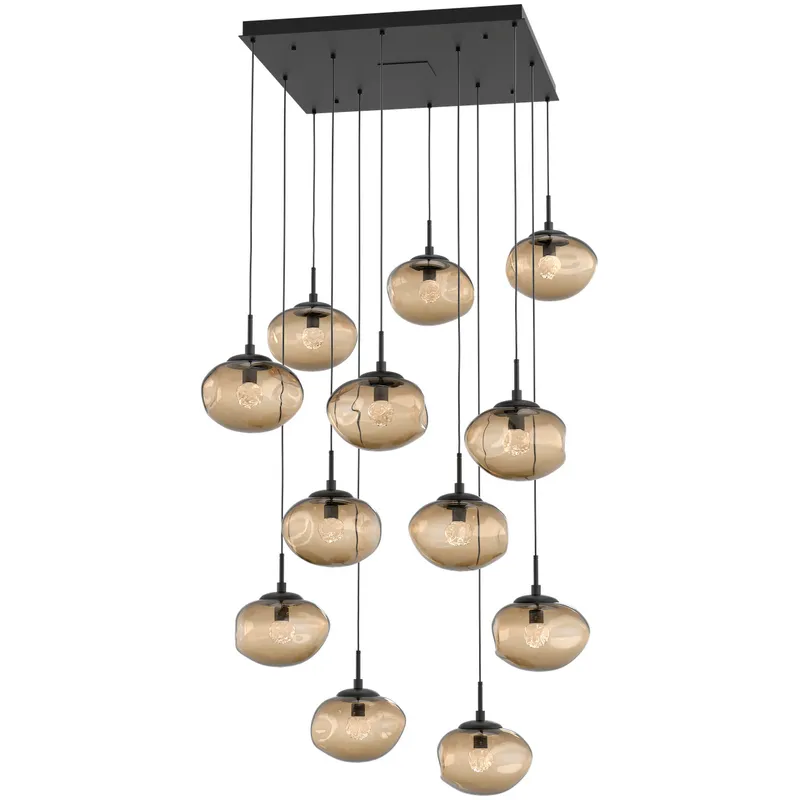 Nova LED LED Matte Black Chandelier Ceiling Light, Square Multi-Port