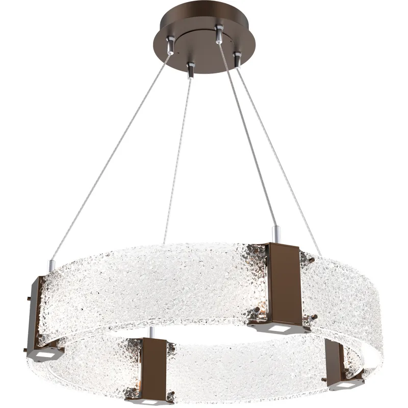 Parallel LED 23.9 inch Flat Bronze Chandelier Ceiling Light in 3000K LED, Clear Rimelight, Ring