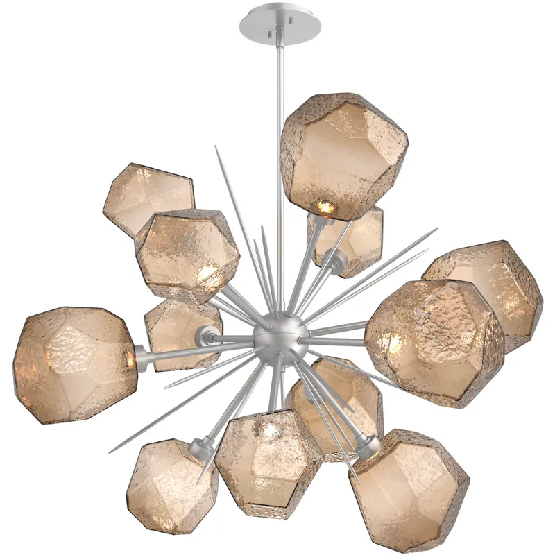 Gem LED 38.4 inch Classic Silver Chandelier Ceiling Light in Bronze, 2700K LED, Starburst