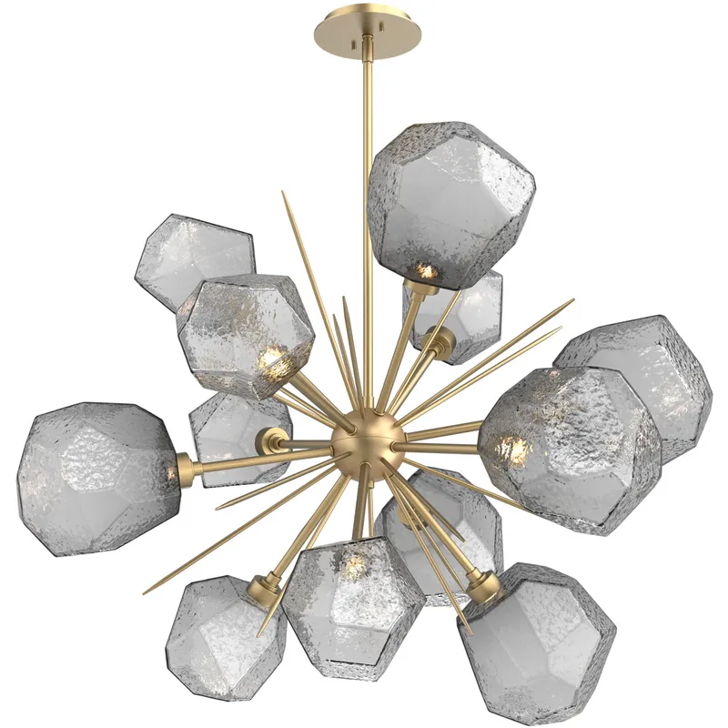 Gem LED 38.4 inch Gilded Brass Chandelier Ceiling Light in 3000K LED, Smoke, Starburst