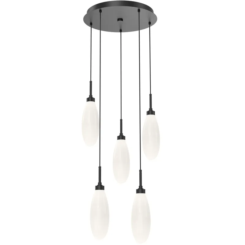 Fiori LED 18.5 inch Matte Black Chandelier Ceiling Light, Round Multi-Port