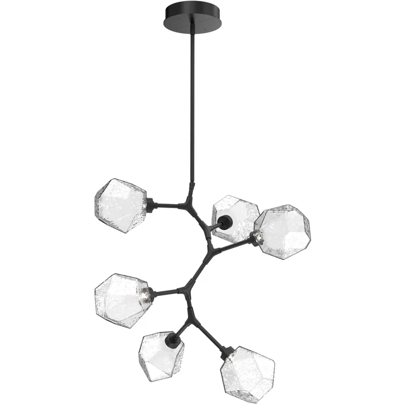 Gem LED 30 inch Matte Black Chandelier Ceiling Light in 3000K LED, Clear, Modern Vine