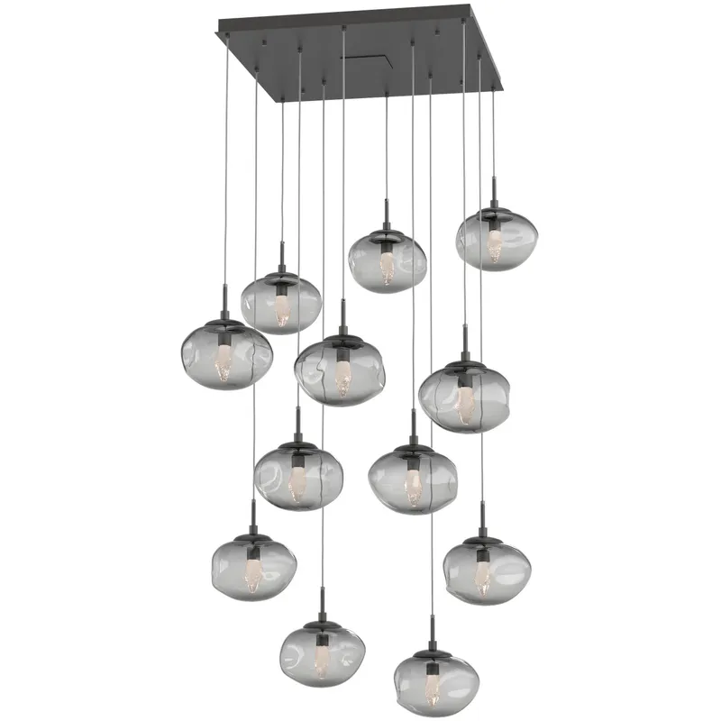 Nova LED LED Graphite Chandelier Ceiling Light, Square Multi-Port