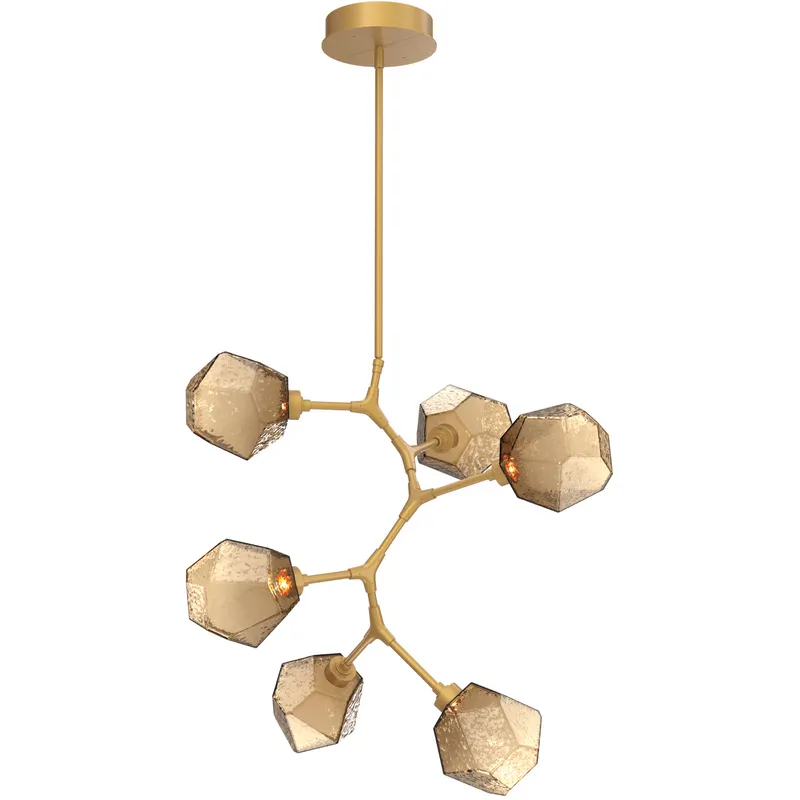 Gem LED 30 inch Gilded Brass Chandelier Ceiling Light in Bronze, 2700K LED, Modern Vine