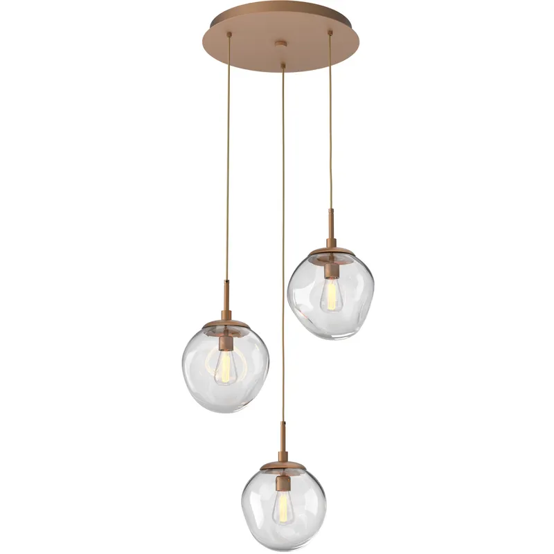 Aster Incandescent 3 Light Novel Brass Chandelier Ceiling Light, Round Multi-Pendant