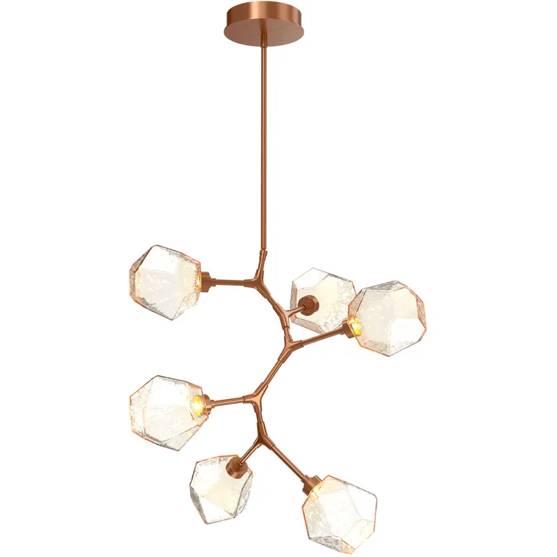 Gem LED 30 inch Novel Brass Chandelier Ceiling Light in Amber, 2700K LED, Modern Vine